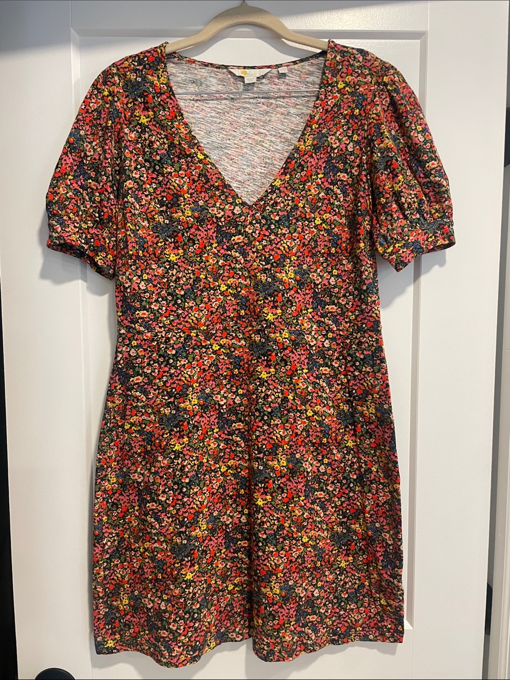 Boden Multicolor Floral V-Neck Midi Dress